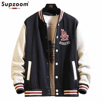 2021 new arrival hot preppy style cotton thick embroidery rib sleeve bomber jacket brand clothing baseball autumn winter casual