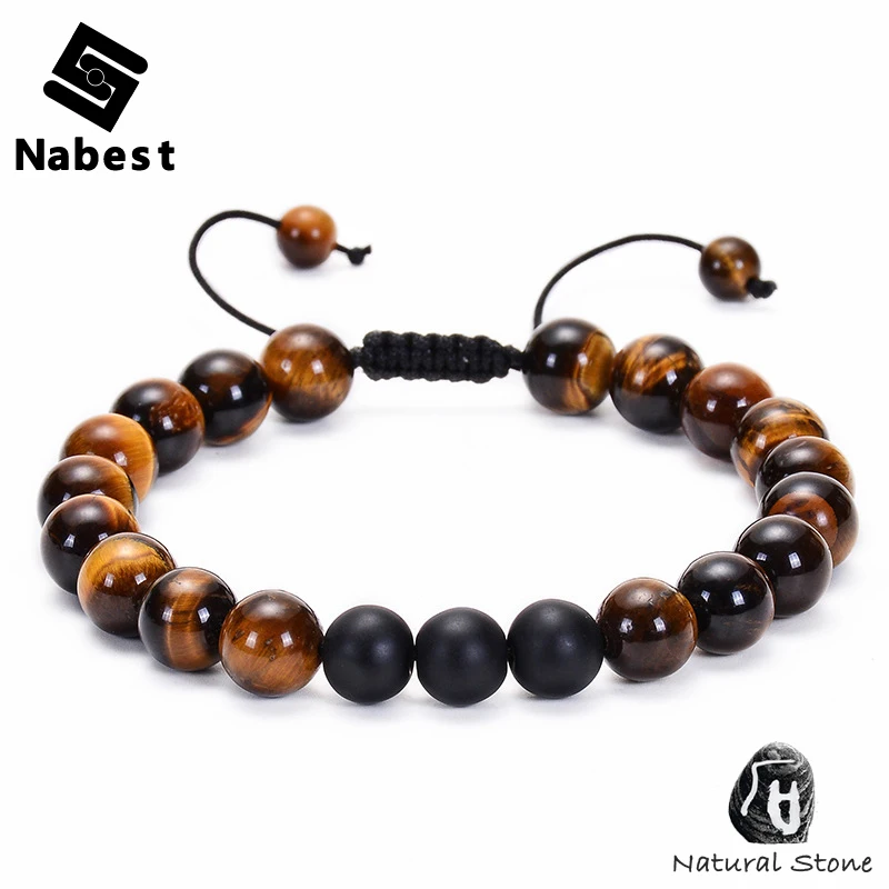 Мужские и женские 8 мм браслет с тигром натуральным камнем матовые браслеты из