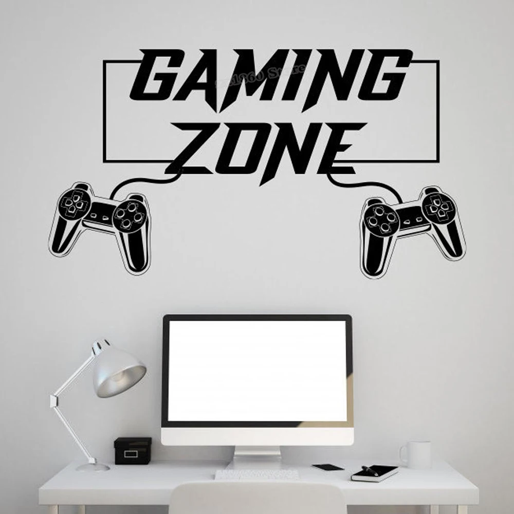 

Gamer Gaming Zone Wall Decal Game Controller Video Game Wall Sticker Customized Kids Game Room Decor Viny Wall Art Decals B824