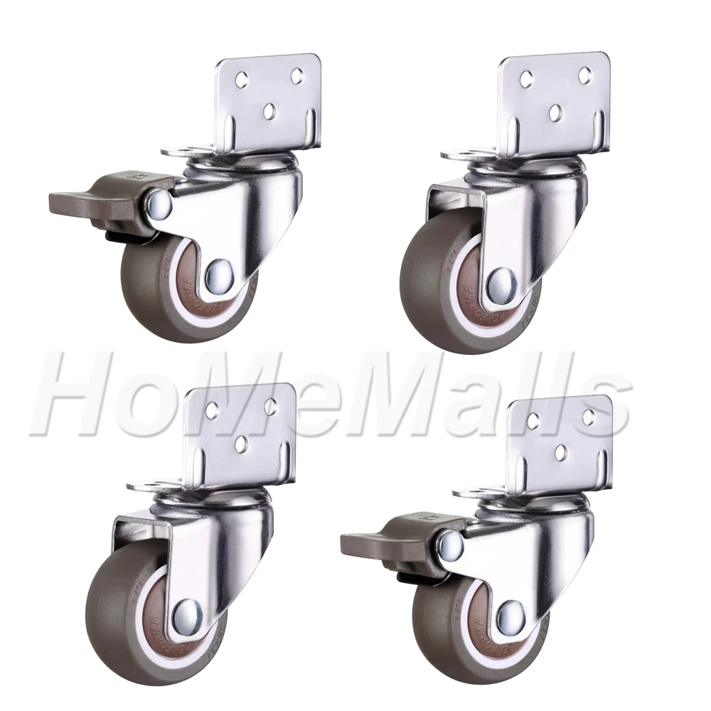 Поворотные ролики для мебели колеса пластина типа L резиновые с замками