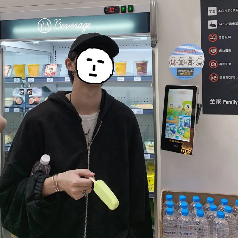 

Spring Cotton Zipper Hoodies Men's Fashion Casual Hooded Sweatshirt Men Streetwear Korean Loose Hip-hop Hoodie Mens M-XL