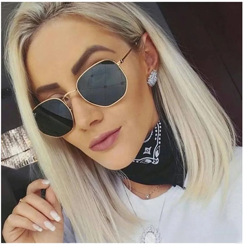 

Men Sunglasses Hexagon Sunglasses NEW Women Metal Frame Fishing Glasses Gold tea Eyewear UV400 womens fashion shades for women