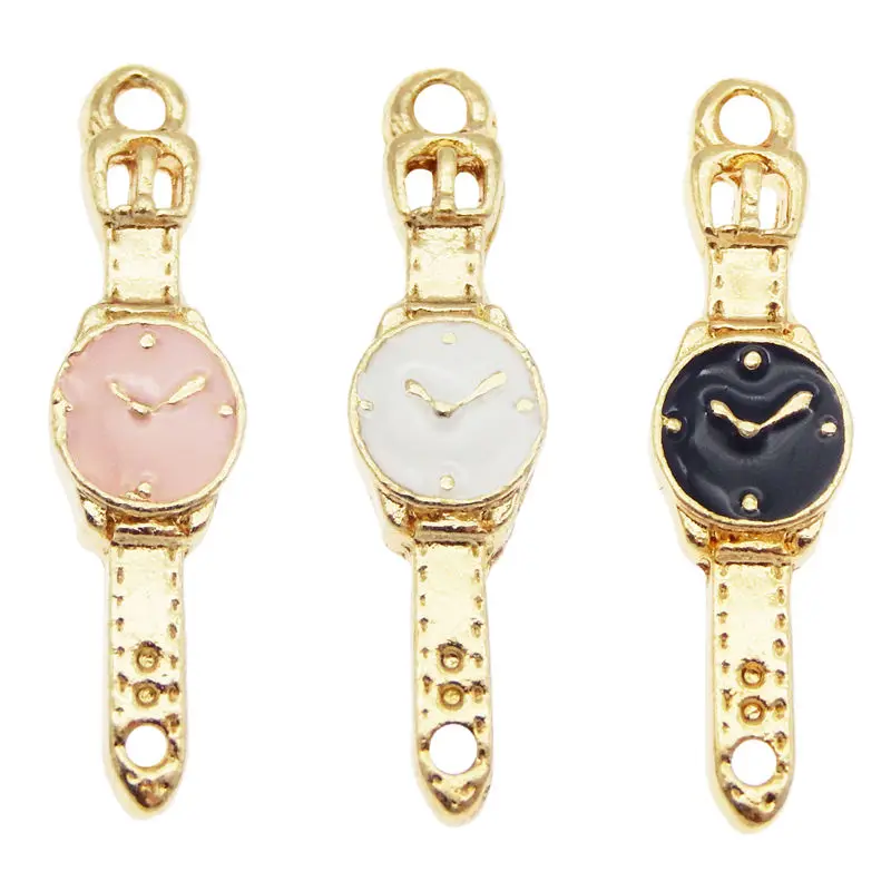 15 шт. эмалевые часы Julie Wang смешанные черного и розового цвета подвески для часов