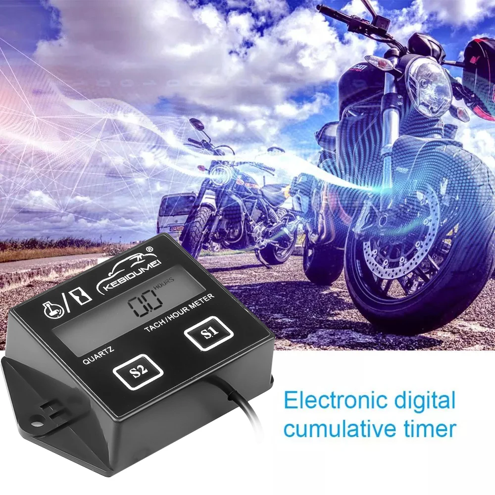 timers Motorcycle Engine tach Hour Meter Gauge Digital LCD Display Tachometer For Moto Marine Boat Motor Stroke Car | Автомобили и