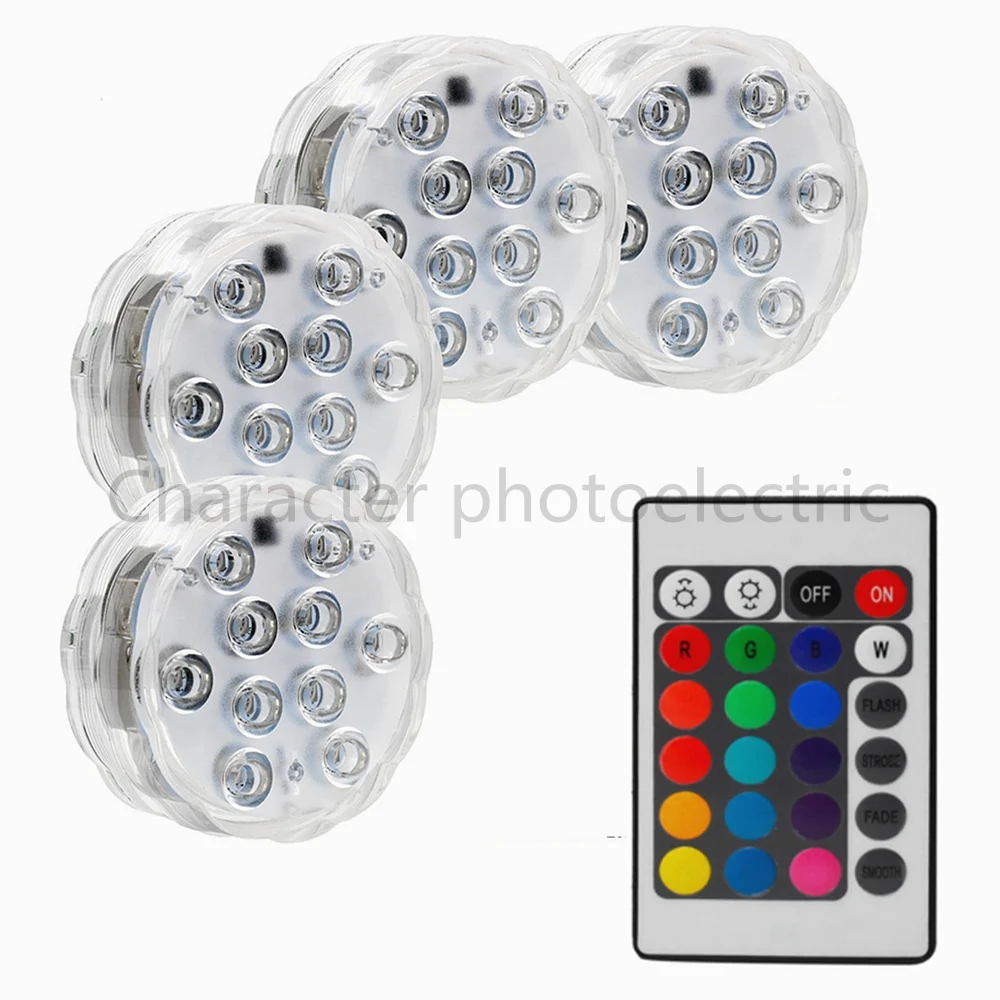 

10LED Submersible LED Underwater lights AAA batteries Powered Waterproof IP67 Lamp for Swimming Pool light tank lamp