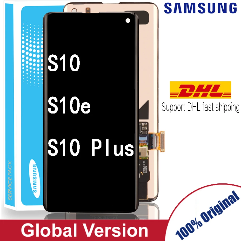Оригинальный 100% SUPER AMOLED для SAMSUNG S10 S10e Plus + ЖК дисплей сенсорный экран дигитайзер