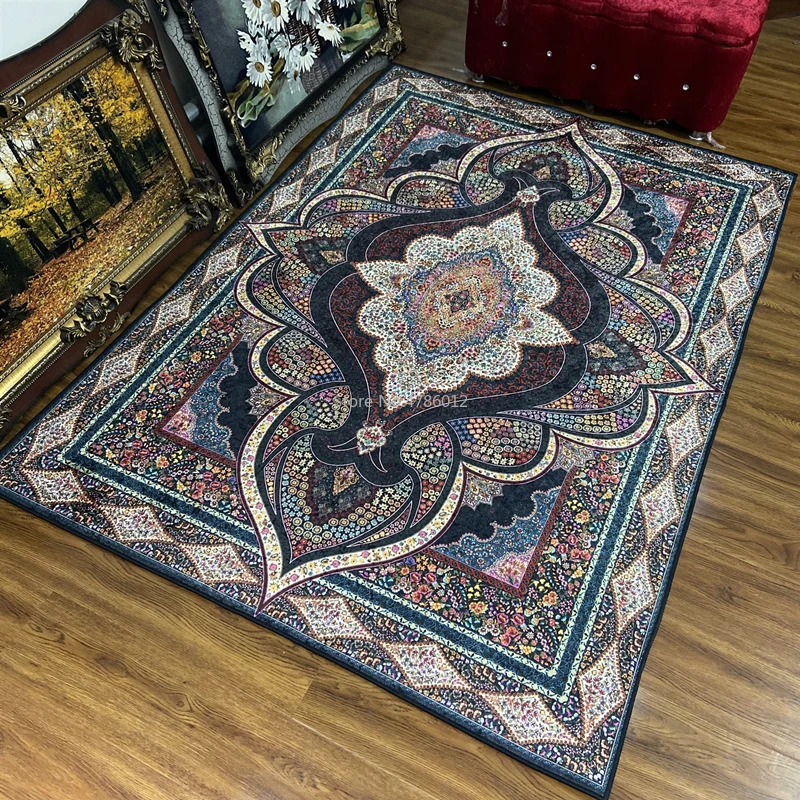 

Golden Diamond Velvet Persian Style Floor Mat Household Living Room Carpet Disposable Coffee Table Blanket