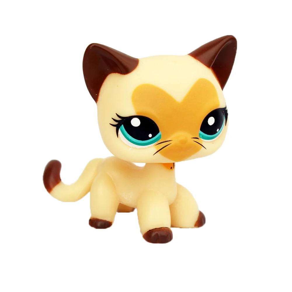 LPS CAT Rare Littlest pet shop Bobble head toys #3573 yellow short hair cat original animal standing kitty collectible gifts
