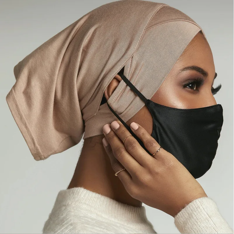 Hijabs de Interior para mujer musulmana, turbante trenzado, gorro cruzado para la frente con orificios para las orejas, sombrero étnico, máscara, envoltura para la cabeza Islámica