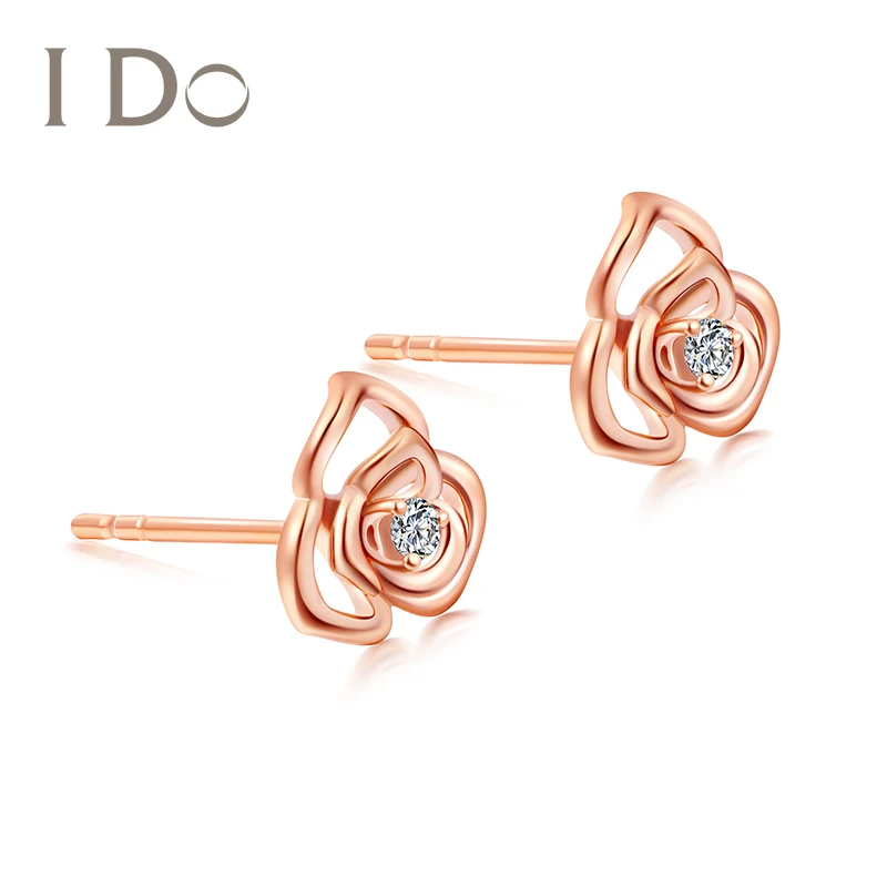 

I Do Flower Series 18 K Gold Genuine Diamond Earring Fine Jewelry Natural Diamond Love Gift Flower Earring Jewelry