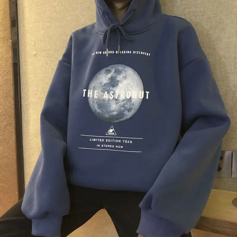 

Streetwear Earth Print Loose Women Hoodies Sweatshirts Oversize Female Long Sleeve Autumn Winter Warm Tops Fashion Woman Clothes