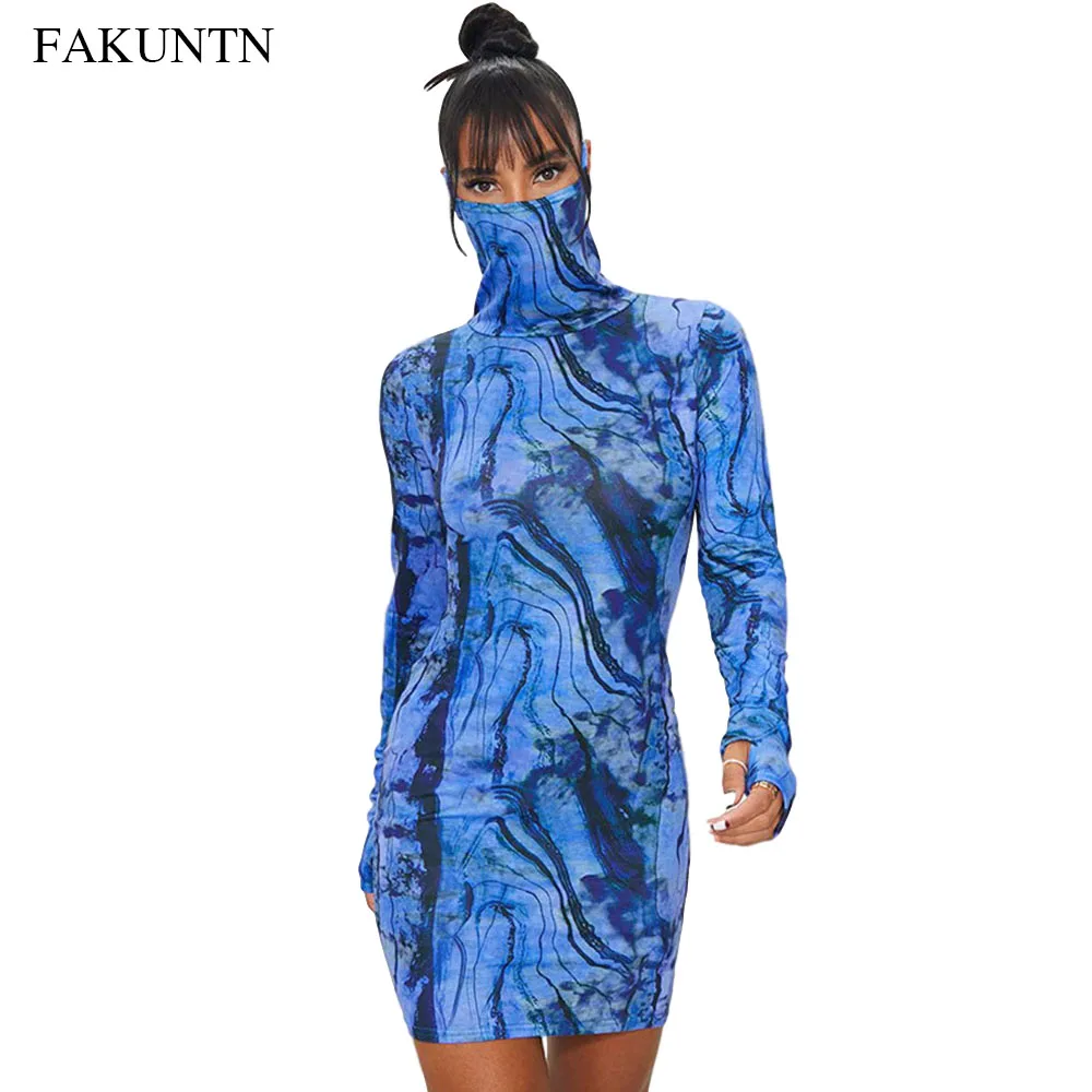 

Соблазнительное платье FAKUNTN, женская одежда, новинка 2020, модные облегающие повседневные платья с леопардовым принтом и длинным рукавом для ...