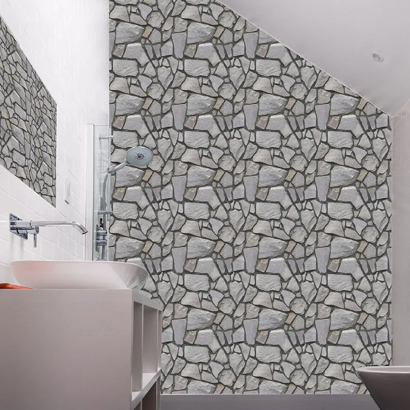 

10PCS Home Metope Adornment Retro 3D Brick Wall Stickers Bar Restaurant Living Room DIY Self-Adhesive Waterproof Wallpaper