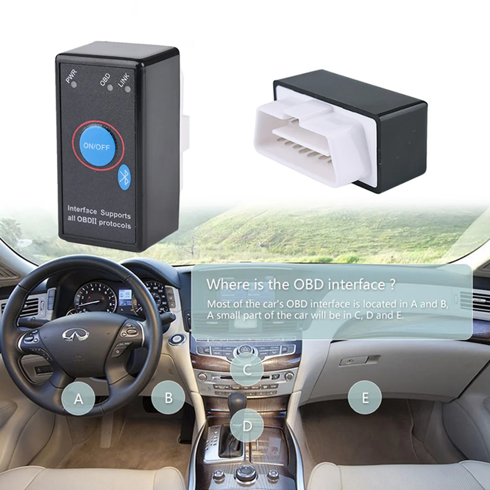 V1.5 EML327 Bluetooth OBD2 Code Reader Car Diagnostic Tool Adapter ELM327 OBDII Power Switch Auto Scanner D5 | Автомобили и