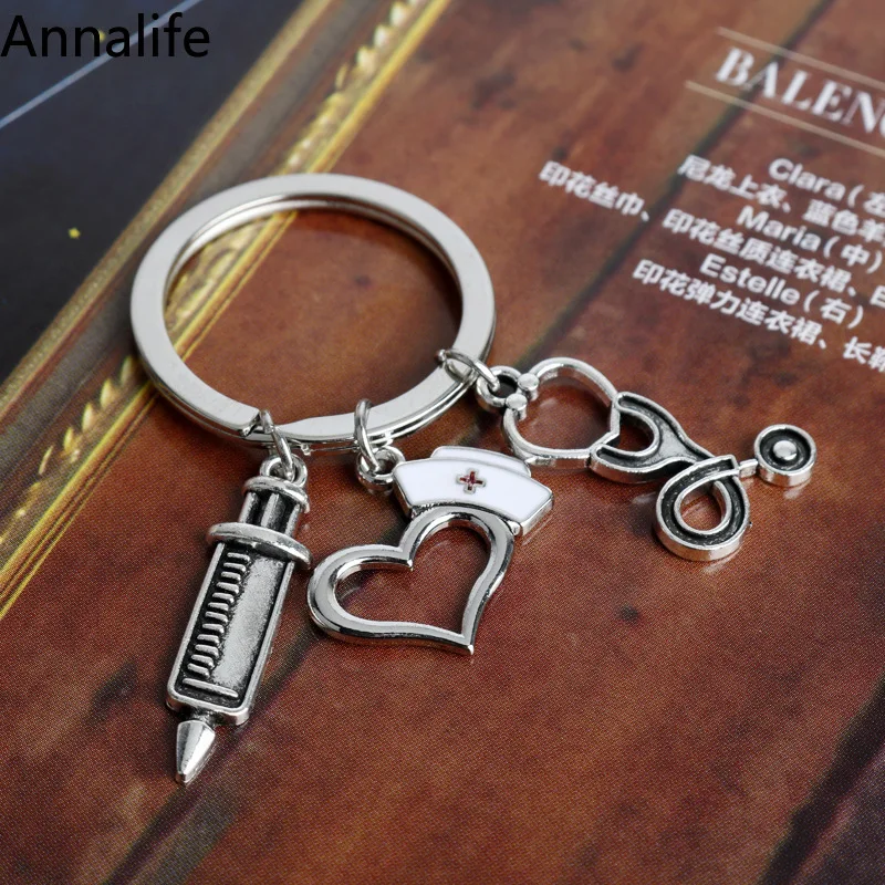 Новинка 2019 брелок для ключей медсестры игла шприц стетоскоп термометр