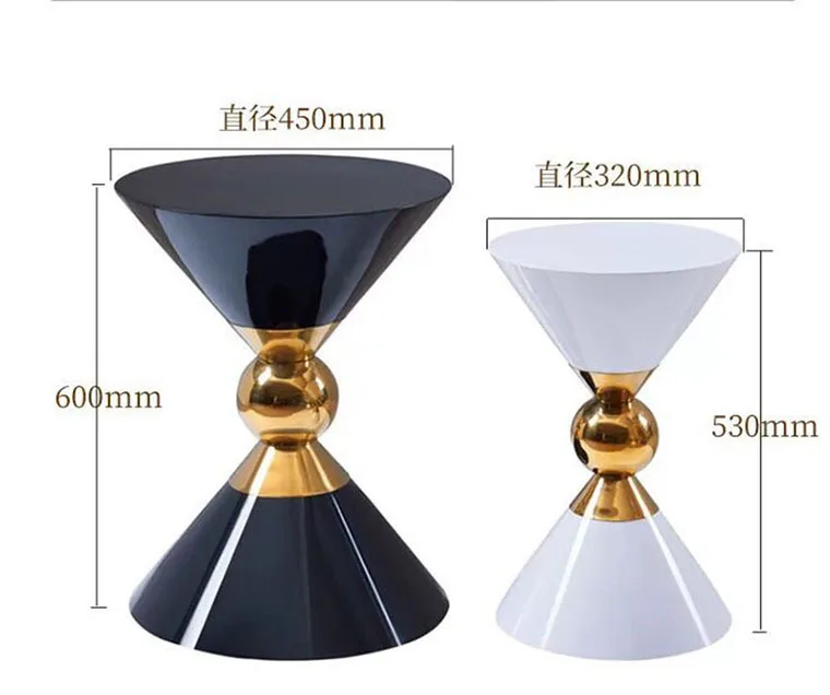 

Luxurious style living room side tables Gold Tea-table sofa End-table white and black side coffee table MJ1104