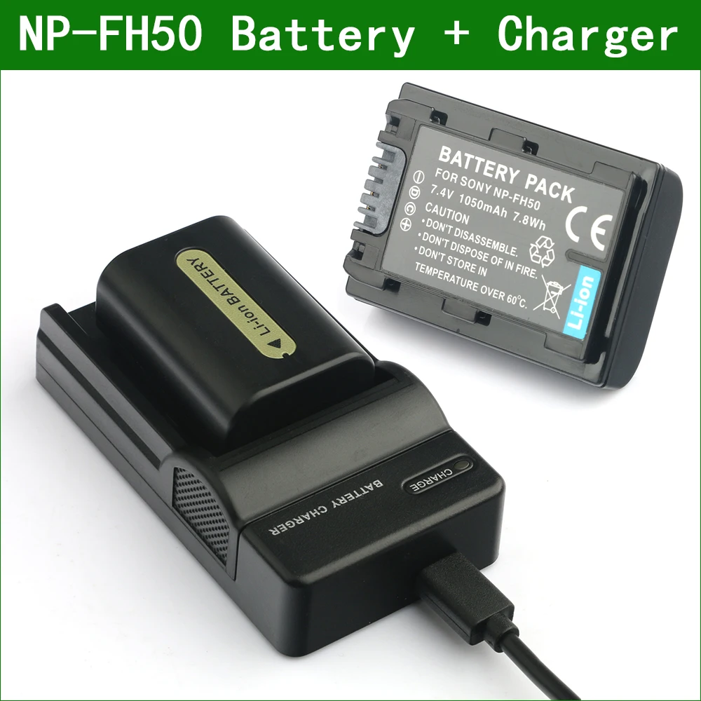 

LANFULANG NP-FH50 NP FH50 Camera Digital Battery + Charger For Sony NP FH30 FH40 FH60 FH70 FH100 DCR SR35 SR42 SR45 SR82