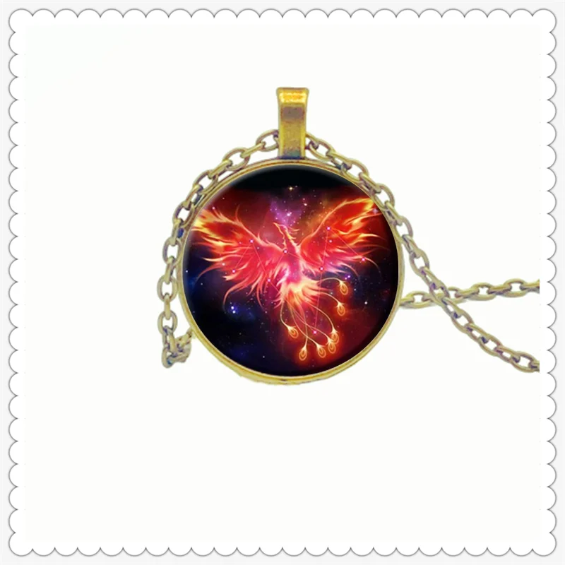 Ожерелье с подвеской в виде пламени Феникса жар-птицы 25 мм круглая подвеска новое