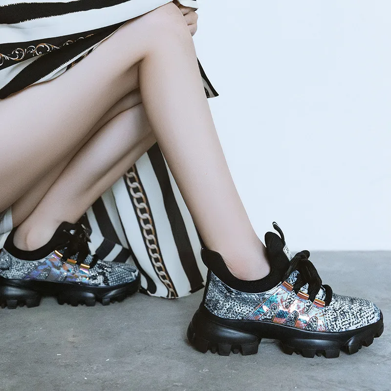 FEDONAS Brand Women Crystal Decoration Genuine Leather Sneakers Top Quality Flats Platform Casual Shoes Woman New Women Flats