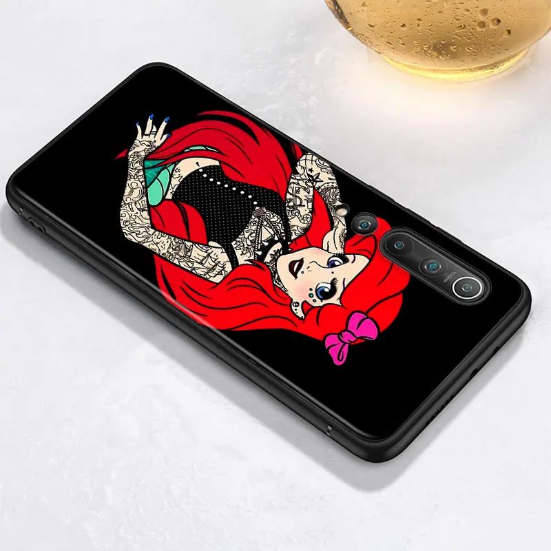 Silicone Black TPU Cover Disney Princess Tattoo For Xiaomi Mi 11 11i 10i 10T 10 9T 9SE 8 Ultra Lite Pro 5G Soft Phone Case | Мобильные