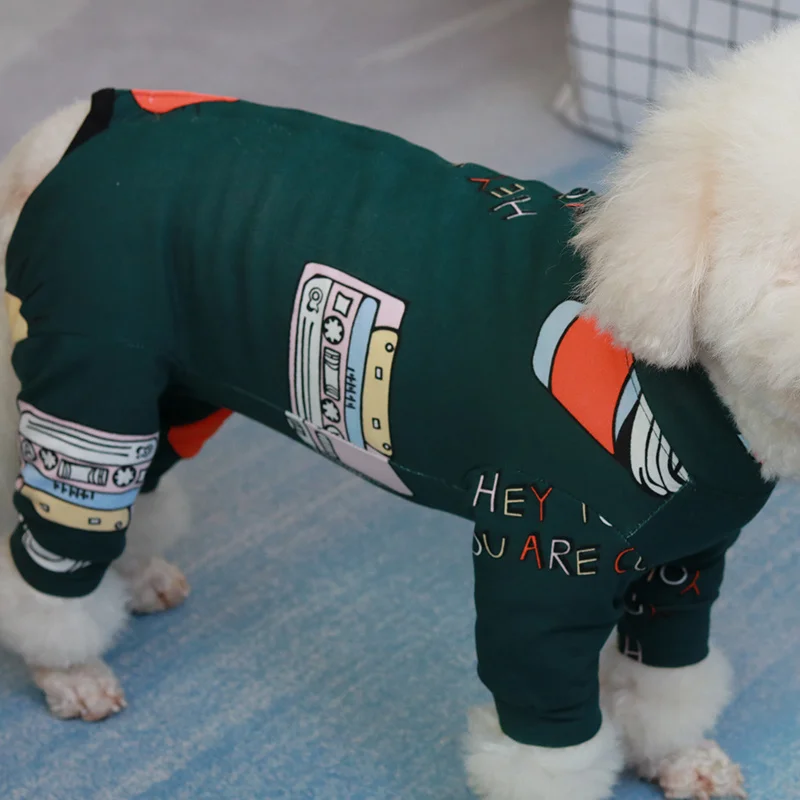 

Dog Jumpsuit Printed Overalls 100% Cato Puppy Clothing Protect Abdominal Pyjamas For Small Dogs Chihuahua Poodle