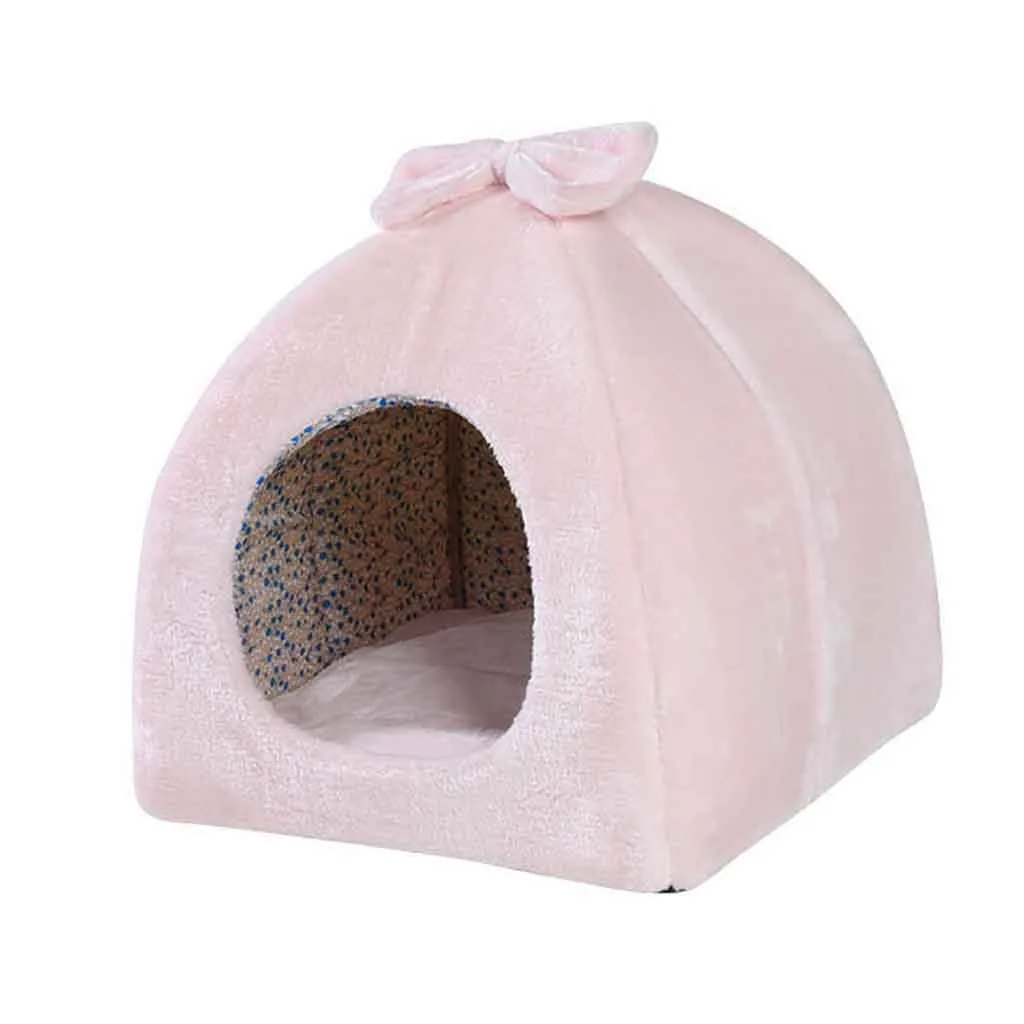 Домик-палатка для питомцев собак и кошек зимняя теплая кровать мягкий складной