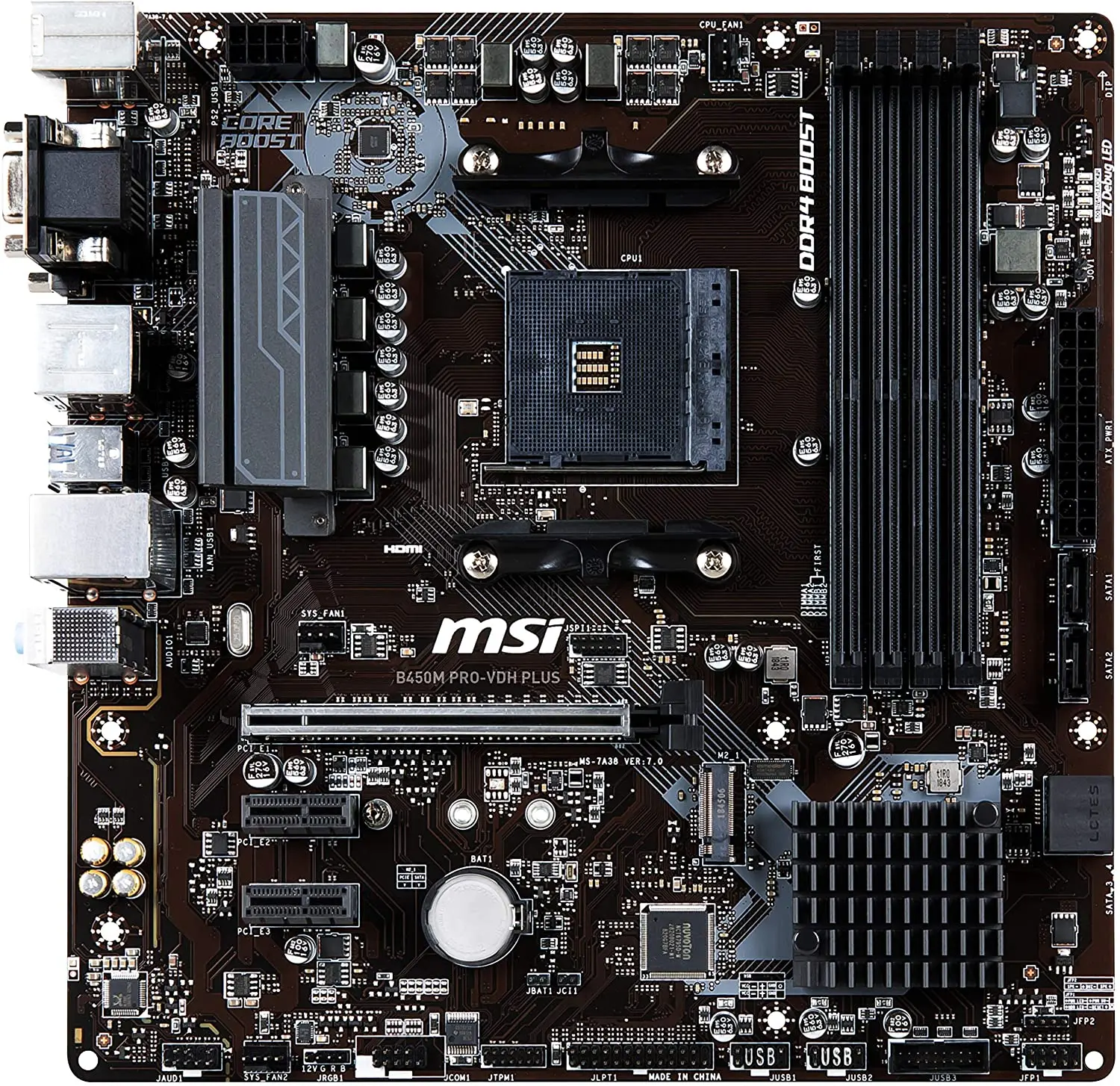 Günstig MSI B450M PRO-VDH PLUS Motherboard DDR4 64GB AMD B450 Buchse AM4 PCI-E 3,0 M.2 USB 3,1 Micro ATX Verwendet Intel Motherboard