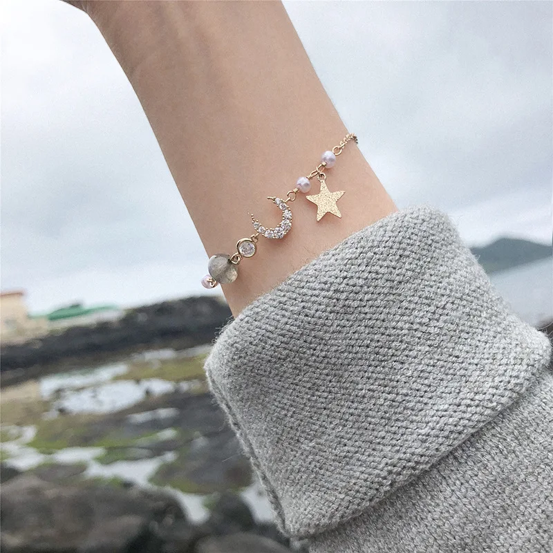 

HB2128 2019Korean simple pearl bracelet, glittering Stone Bracelet