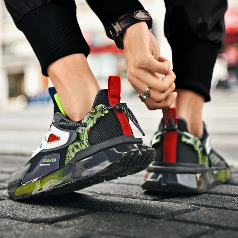 Beli Xiaomi Youpin Seneaker Sepatu Lari Pria Kasual Flat Pria 2021 Fashion Tambal Sulam Warna Sejuk Berenda Sepatu Olahraga Luar Ruangan