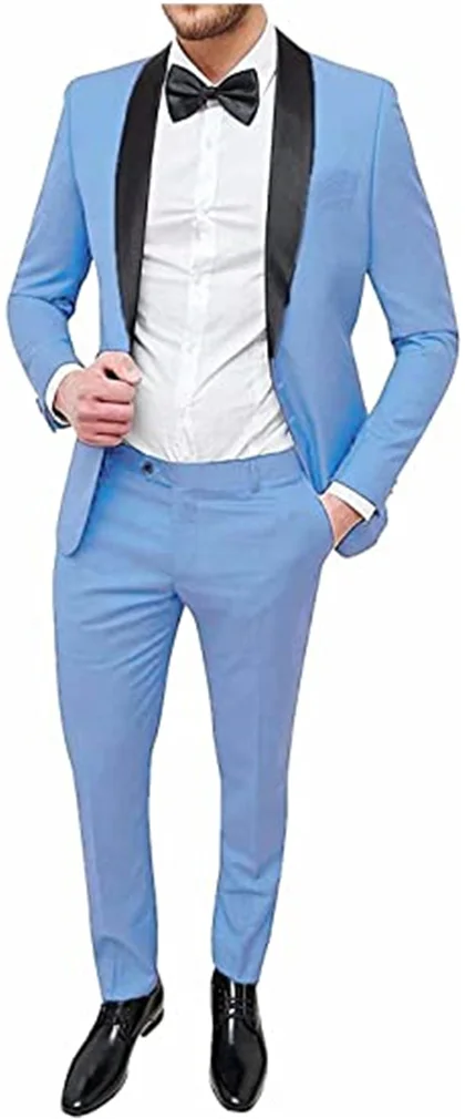 

Mens Wedding Suits Formal 2 Pieces Blue Navy Single Breasted Shawl Lapel Slim Fit Stylish Blazer Jackets and Pants Costumes