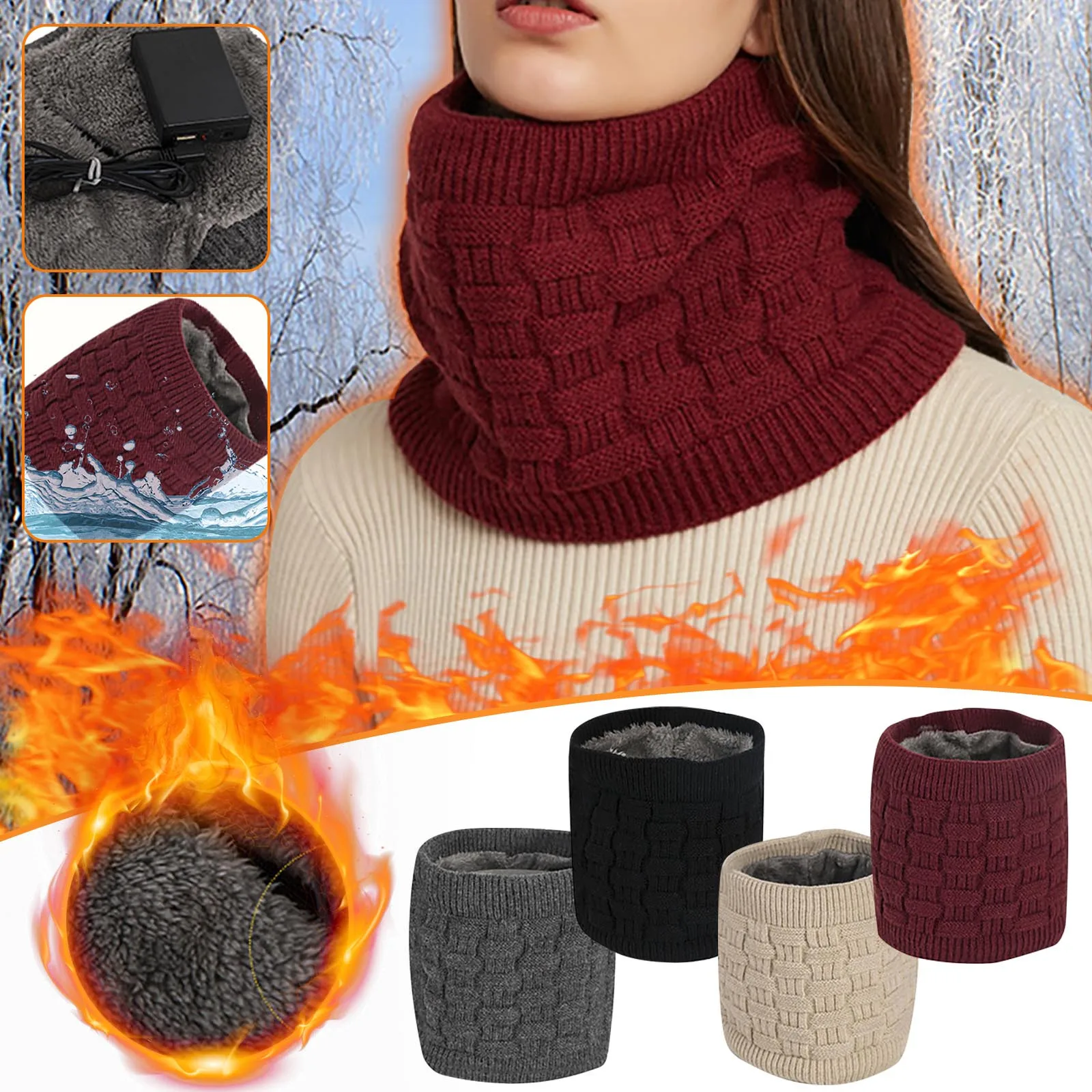 

Heated Neck Wrap Winter Oudoor Electric Heating Neck Wrap Knited Warm Keep Neck Warmer Men Women Heating Scarf lenços foulard