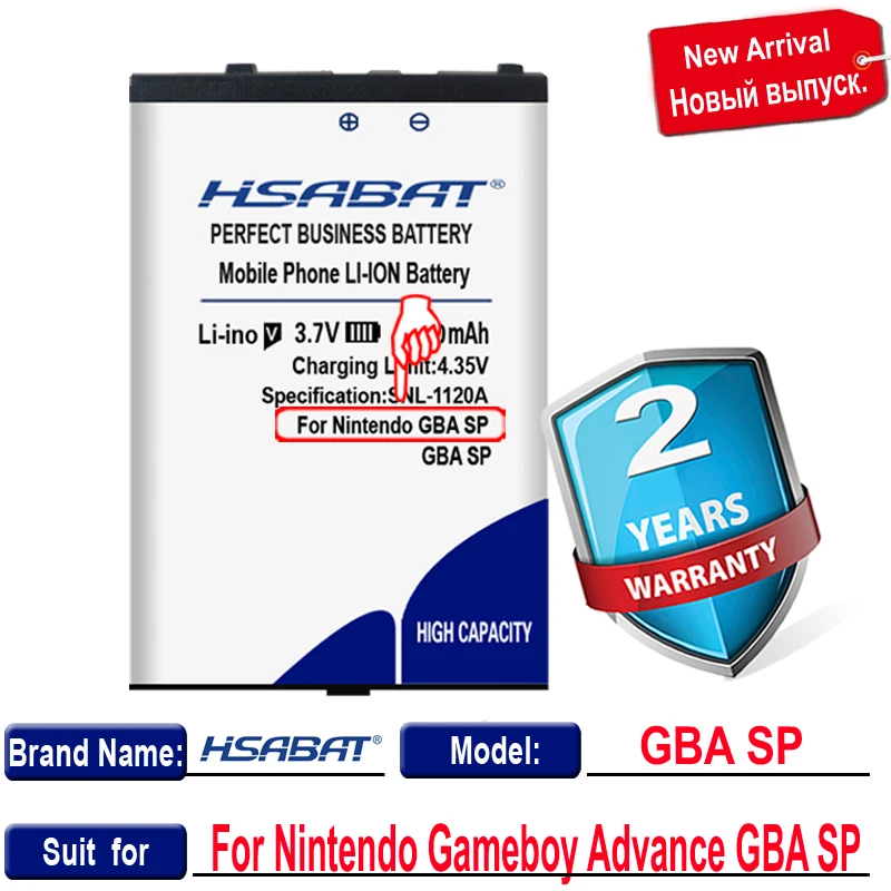 HSABAT 1100 мАч верхняя батарея для Nintendo Gameboy Advance GBA SP GBASP батареи|Батареи| |