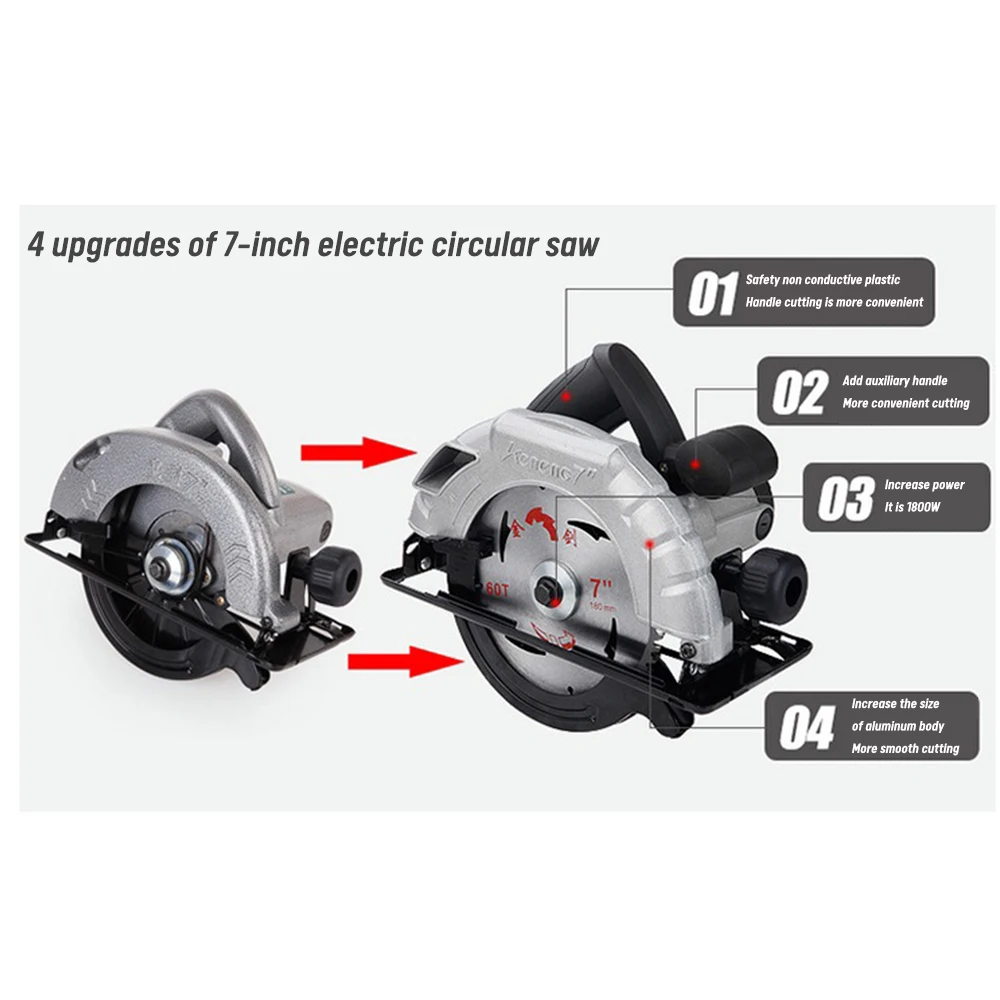 Мини-пила циркулярная 7 дюймов 1650 Вт плотничьи инструменты для работы с деревом |