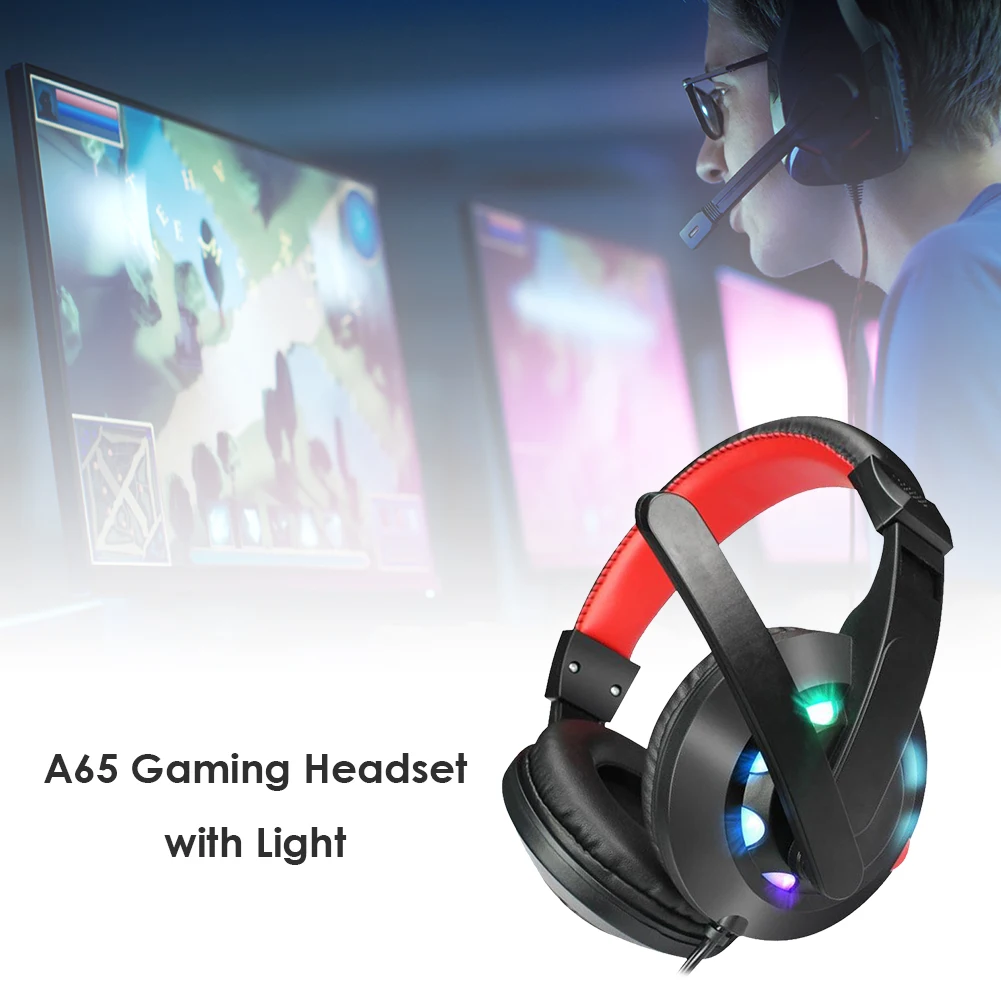 

A65 Gaming Headphone 3.5mm Wired Headset Stereo Deep Bass Earphone with Microphone Adjustable Headband for Computer
