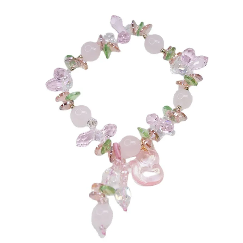 Женский браслет с подвеской в виде животного/лисы из натурального камня |