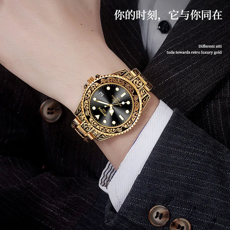 Часы наручные мужские кварцевые брендовые Роскошные модные водостойкие до 30 атм