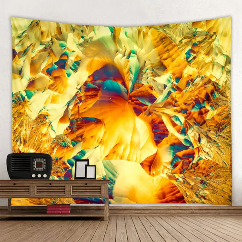 Yellow Psychedelic art Mandala Printed Polyester Tapestry Wall Hanging For Decorate Home Living Room Bedroom Office 6 Sizes | Дом и сад