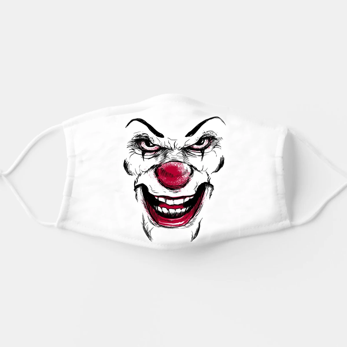 

Funny Clown Face Printed Mouth Covering, Washable Reusable Fabric Face Mask with Filter