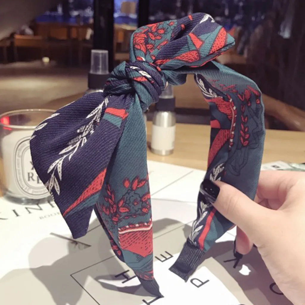 Женская повязка на голову с бантом бархатная перехлёстом в богемном стиле 2019| |