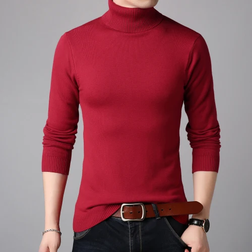 

2020 Winter High Neck Thick Warm Sweater Men Turtleneck Mens Sweaters Slim Fit Pullover Men Knitwear Male Double collar S-3XL