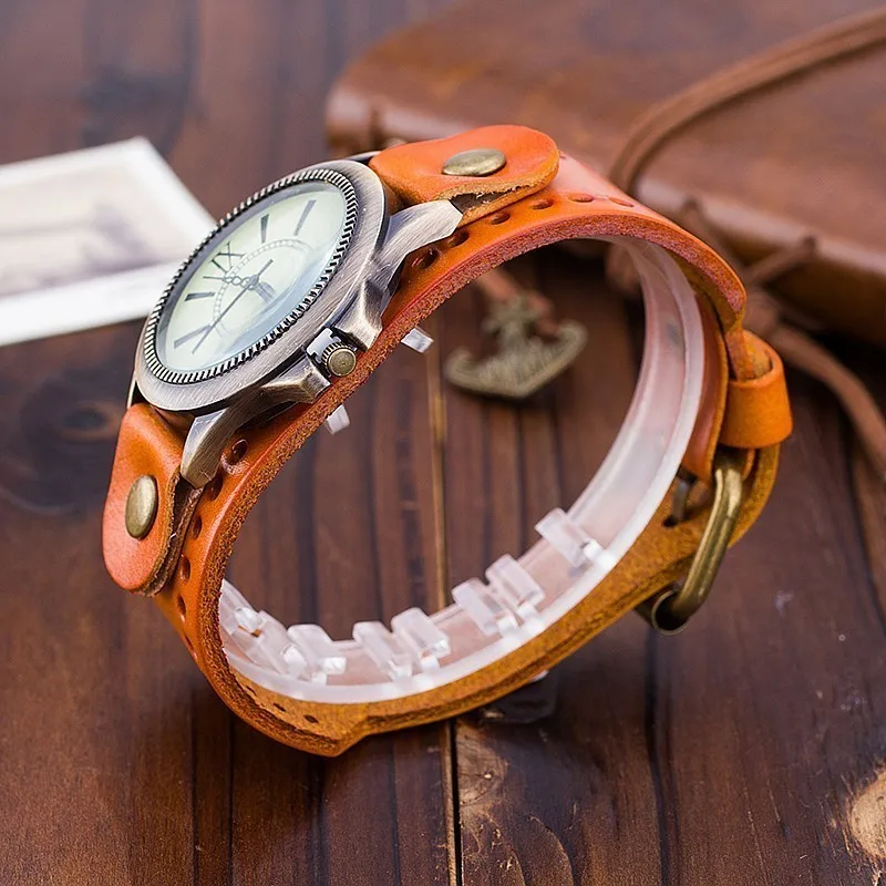 

Hot Men Women Vintage Genuine Leather Antique Watches Casual Luxury Male Female Quartz CCQ Watch For Dropshipping Clock