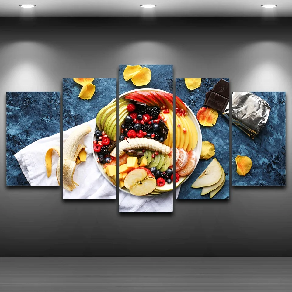 Стены искусства холст Картины 5 шт. фруктов Foods фото принты домашний декоративный