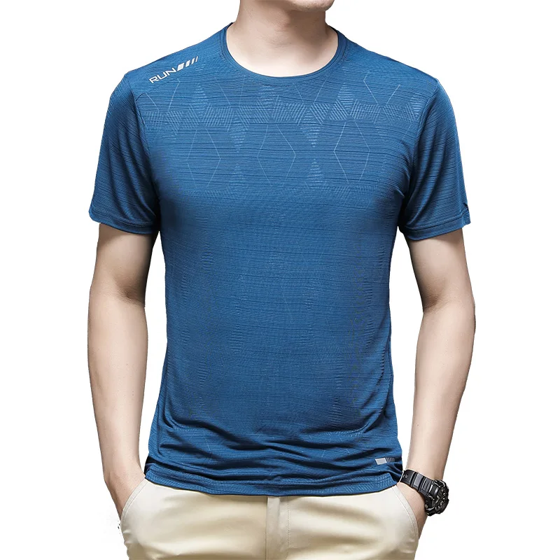 

Quick Dry Men's Outdoor Exercise Short Sleeve T-Shirt with Round Neckline Ice (Viscose) Top