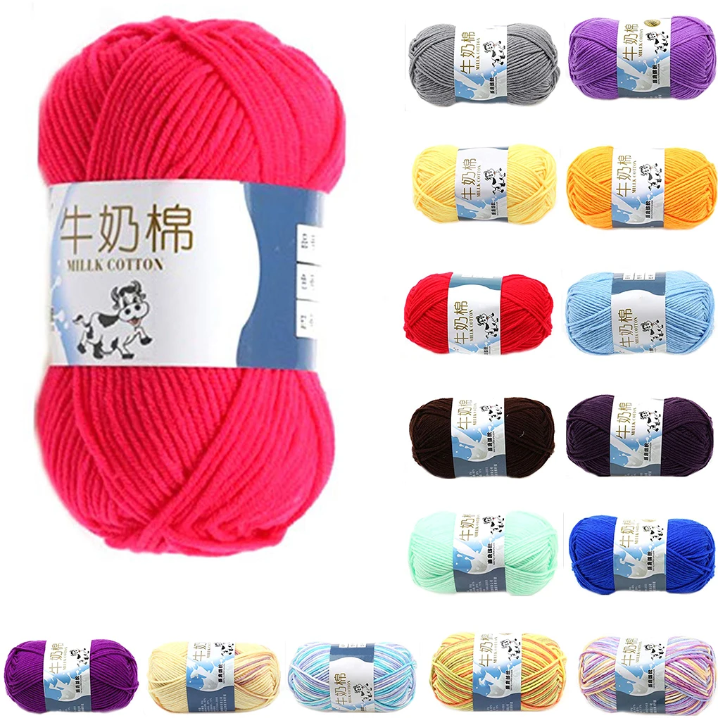 

1PC=50g Multi Color Warm DIY Milk Cotton Yarn Baby Sweater Yarn Knitting Children Hand Knitted Knit Blanket Crochet Yarn