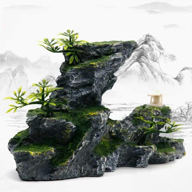

Resin Rockery Aquarium Decoration Accessories Artificial Mountain Hill View Rock 50JD