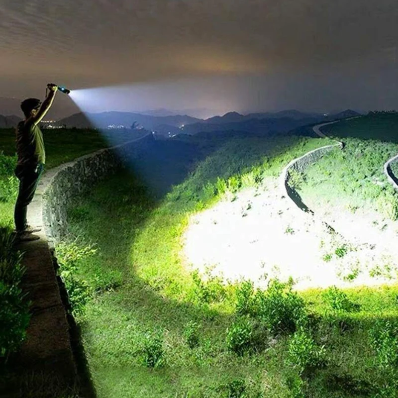 LED Torch Rechargeable Type Fast Charge Zoomable Light IP65 Waterproof Super Bright Camping Flashlight Torches | Спорт и развлечения