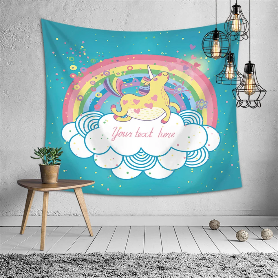 

Rainbow Unicorn Tapestry Wall Hanging Hippie Beach Mat Cloth Galaxy Psychedelic Wall Carpet Tapestries Kids Girls Birthday Gift