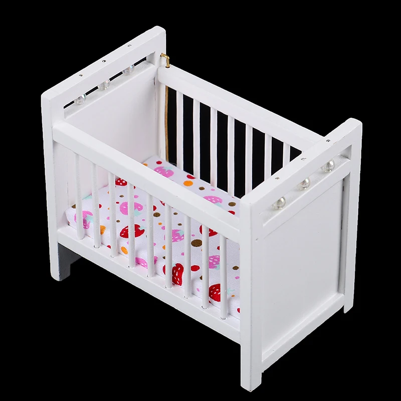 

1:12 1:12 Dollhouse Miniature White Baby Bed Living Room Furniture Accessories Toys Kids Pretend Play Toy