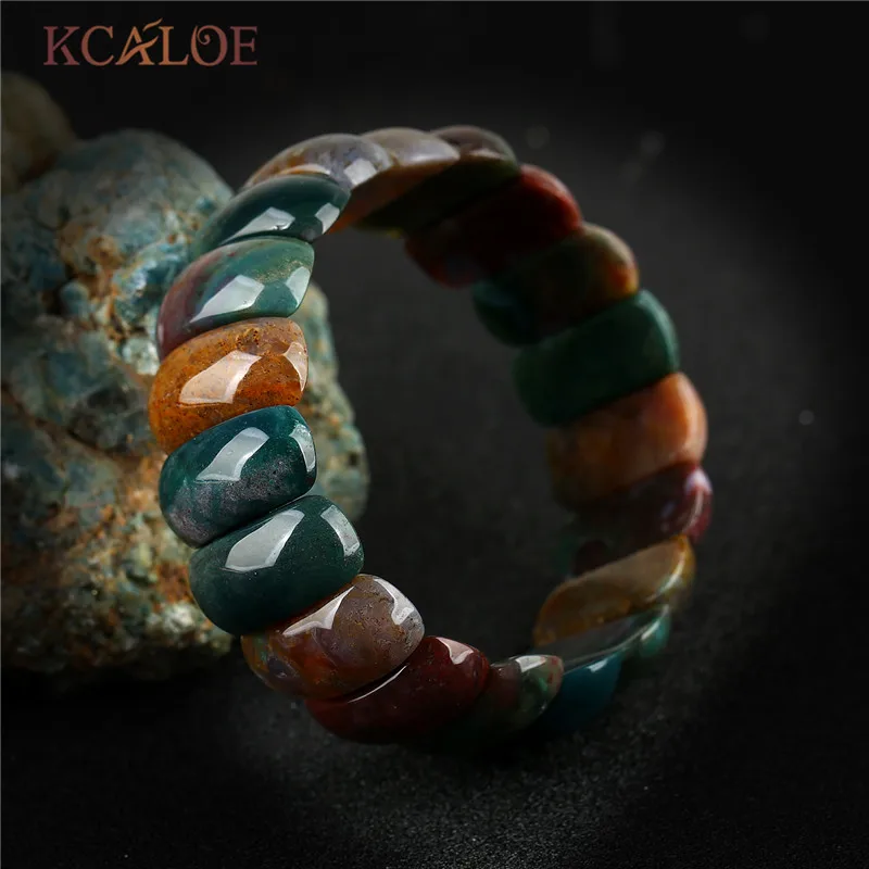 Indian agate stone KCALOE прозрачный браслет с лунным камнем для женщин модные широкие браслеты с натуральным камнем модные ювелирные изделия Pulsera - Окраска металла: Indian agate stone