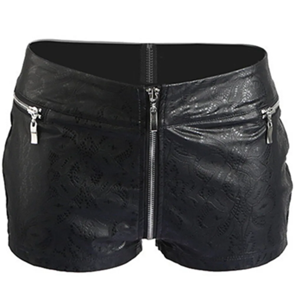 Летние и осенние женские шорты черные из искусственной кожи кожаные сексуальные